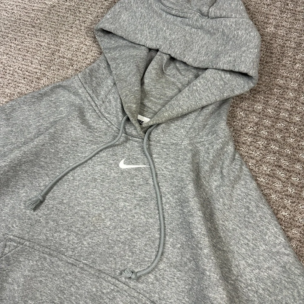 Nike Sportswear Essential Women Oversized Fleece Hoodie Gray Swoosh Large